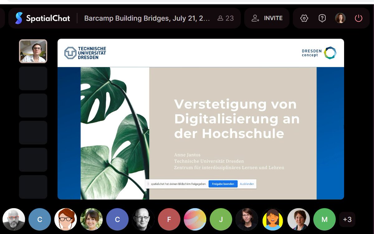 BediRa_ehs's tweet photo. Very interesting closing keynote at our Barcamp #buildingbridges by Anne Jantos: "Digital change in higher education - how to create sustainability" 🤝@tudresden_de @inno_lehre https://t.co/Ug5iGAFlBv