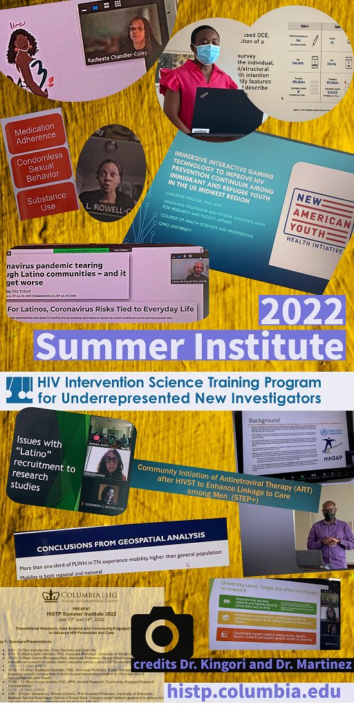 ColumbiaSIG's tweet photo. The 12+ yr #HISTP programโs mission includes redressing racial health disparities & systemic racism. Knowledge shared by scholars & speakers is one of its greatest strengths. Highlights of last week's institute w/latest #HIV research:
https://t.co/roS7b9Rj20
#AcademicTwitter https://t.co/033V5IHSjM