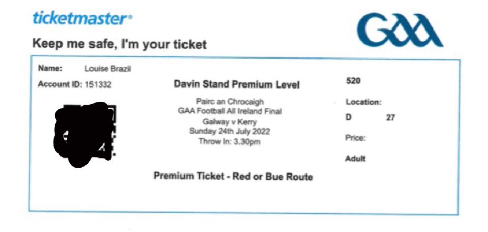 2x Davin end premium level tickets for auction, for this Sunday’s All Ireland final, with all proceeds going to the Kevin Bell Repatriation Trust. Any decent bid considered. <a href="/radiokerry/">Radio Kerry</a> <a href="/gbayfm/">Galway Bay FM</a> <a href="/Kerrygaadublin/">Kerrysupportersdub</a> <a href="/Kerry_Official/">Kerry GAA</a> <a href="/Galway_GAA/">Galway GAA Official</a> <a href="/buff_egan/">Buff Egan</a> please RT