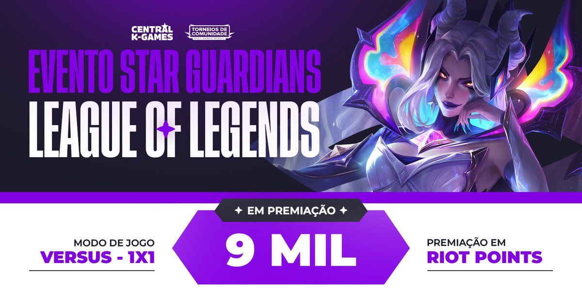 ✨Venha participar do torneio especial de x1 das Guardiãs Estelares no League of Legends✨

💰São 9.000 RP em premiação!

📌Link: battlefy.com/central-k-games

#LeagueOfLegends #StarGuardians