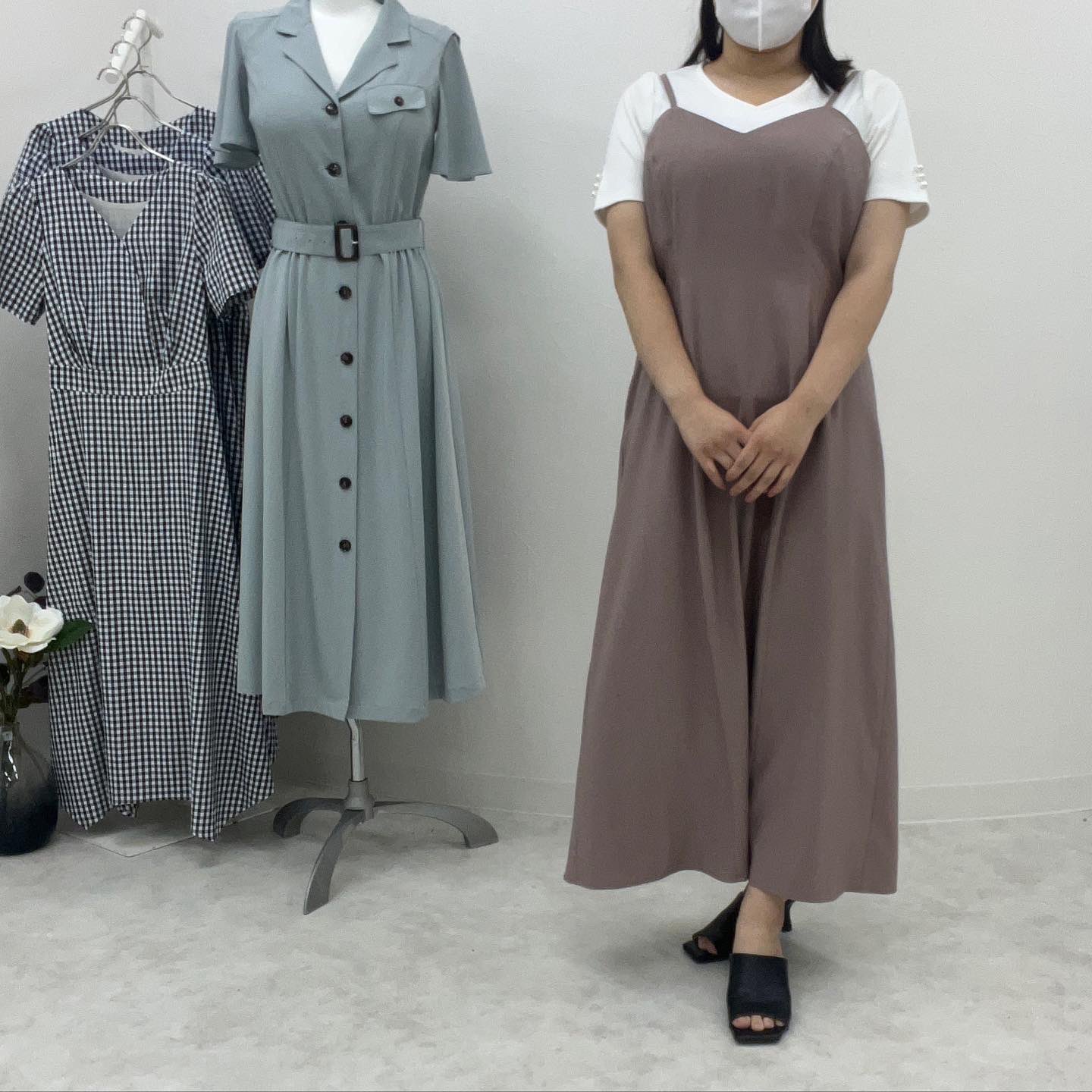 overE プルオーバーデザインキャミワンピース 102 アイボリー プルオーバーデザインキャミワンピース：アイボリー│胸が大きな