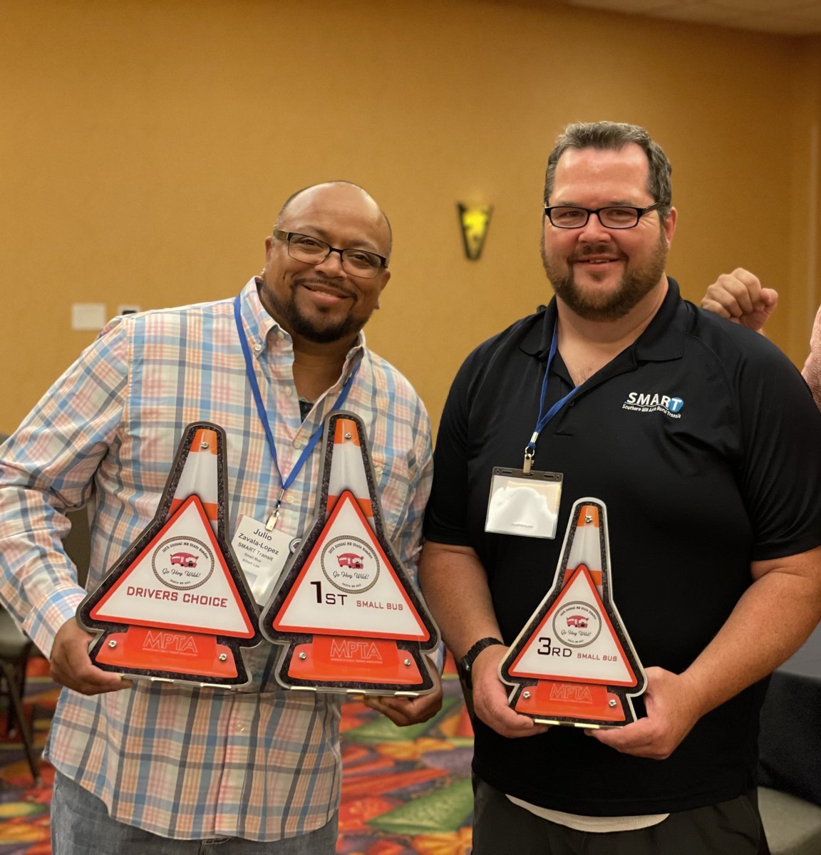 SMARTTransitMN's tweet image. Make sure to congratulate Julio and Kevin when you see them! 

#SMART  #StateBusRoadeo  #Winning  #BringingHomeTheHardware
