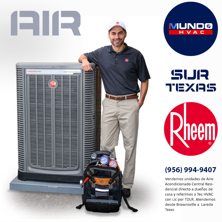 MundoHVAC's tweet photo. @rheem Brindan Confort y paz mental en tiempos desafiantes. Adquiere las unidades de Tu nuevo #airecentral con @MundoHVAC en #riograndevalley   #centralair #airconditioning #condenserunit #airhandler #gasfurnace #harlingen #mundohvac https://t.co/a6UmC5ow3J