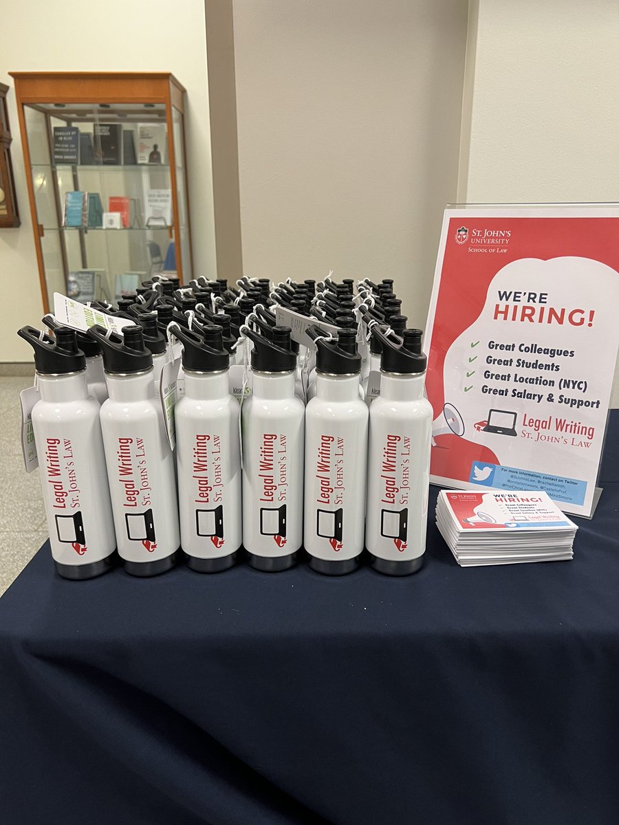 St. John’s Law is hiring 2 legal writing profs this cycle. And we have water bottles at #LWI2022! Please say hi! Please stay hydrated!