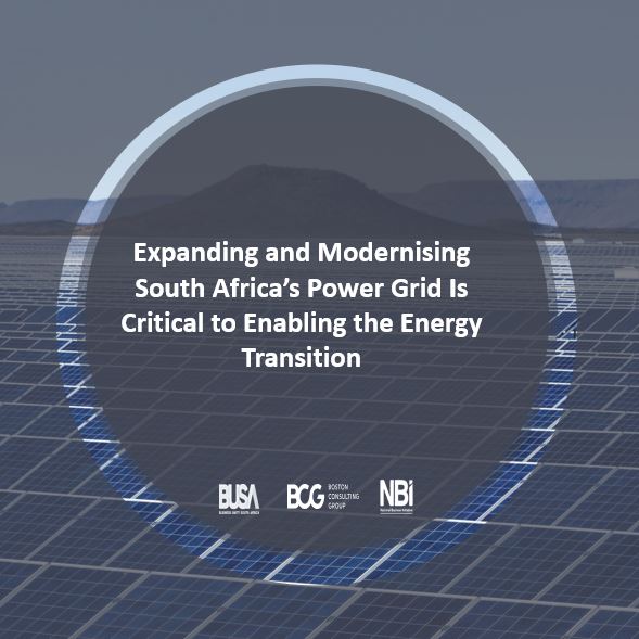 NBISA's tweet photo. New report “It all Hinges on Renewables” highlights SA's power grid infrastructure is inadequate - if not modernised &amp; expanded – could pose a significant barrier to the rollout of renewables at scale. Report here: https://t.co/M4PX1pPjGA
@BCG @BusinessUnitySA #NBIJustTransition https://t.co/AuSZUP0X5c