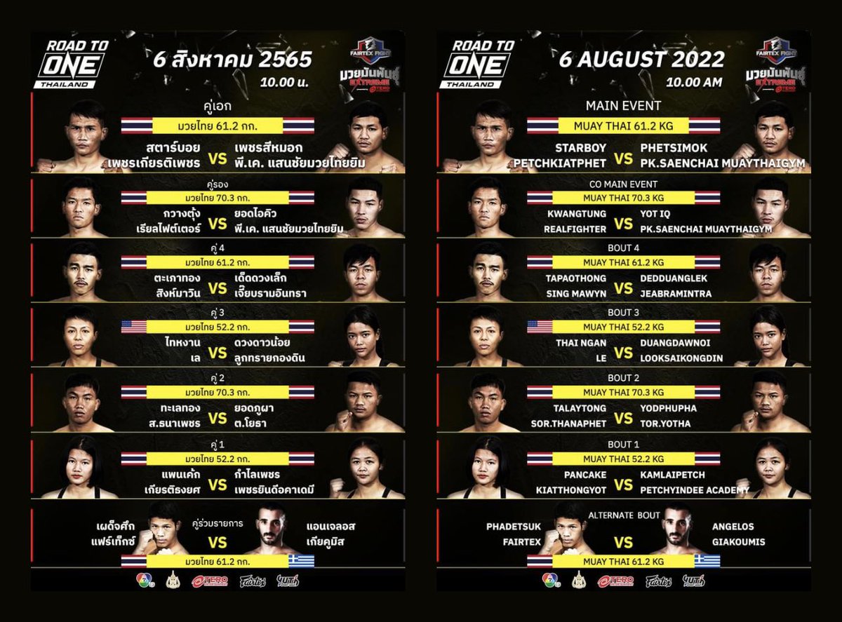 FairtexF's tweet photo. ร่วมลุ้นร่วมเชียร์นักสู้ที่คุณชื่นชอบไปพร้อมกัน!!
ความสนุก ดุเดือนจะทวีความเร้าใจ 
ในวันเสาร์ที่ 6 สิงหาคมนี้ 
ทางช่อง 7 HD กด 35 
เวลา 10.00 เป็นต้นไป
ณ สนามมวยเวทีลุมพินี

#มวยมันพันธุ์เอ็กซ์ตรีม #tero #ch7hd #fairtexfightpromotion #RoadToONE #ONE #Championship #ONEChampionship https://t.co/9kZjxHsojJ