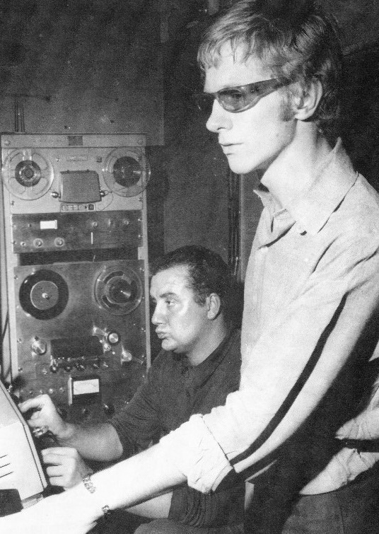 Heroes in the control 'room'. - #BillFarley & #AndrewLoogOldham @loogoldham 

Regent Sound Studios - 4 #DenmarkStreet, #London - July 1964.