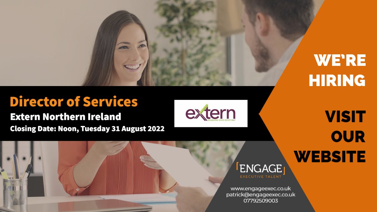 engageexec's tweet image. We are looking for @ExternCharity&apos;s new NI Director of Services! You’ll have experience leading and inspiring teams and being proactive in coming up with innovative solutions focused on service user needs.

bit.ly/3RNo1JH