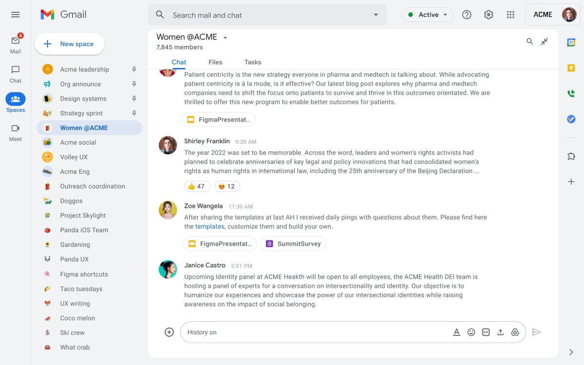 GoogleWorkspace's tweet photo. You asked we listened: Spaces can now host up to 8,000 members to build connection, collaboration, and community across your organization! Learn more about our latest update → https://t.co/0qYFhGmKZe https://t.co/CVXPfoQEOd