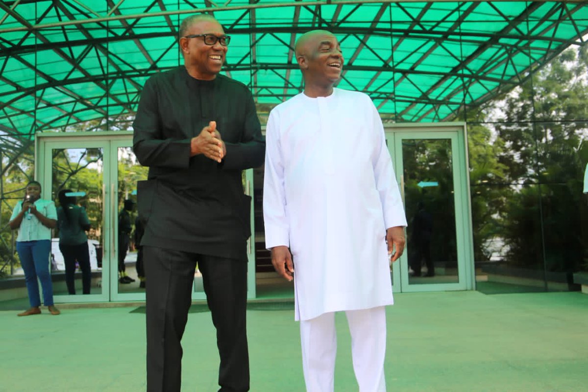 Exclusive photos of @peterobi and Bishop Oyedepo  of Living Faith Church after their meeting recently. 
Peter Obi is coming #PeterObiAt61 #PeterObi4President #Shettima #Obidiots