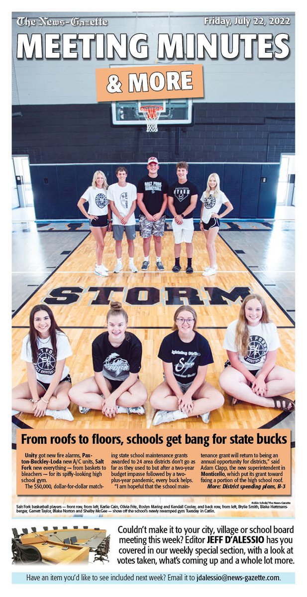 Coming in Friday's print editions:

How 24 area districts plan to spend state school maintenance grants. On the cover: <a href="/SaltFork_HS/">Salt Fork H.S.</a> and its renovated gym.

6-page section via Editor <a href="/jeffdalessio/">Jeff Dalessio</a>