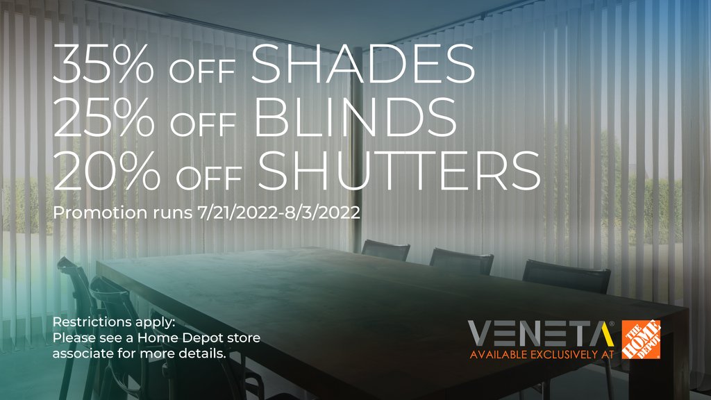 Veneta™ Window Fashions (@blindsbyveneta) on Twitter photo Save 35% when ordering any custom shade from #VenetaWindowFashions, available exclusively <a href="/HomeDepot/">The Home Depot</a>! homedepot.com/b/Window-Treat… Save 35% when ordering any custom shade from #VenetaWindowFashions, available exclusively <a href="/HomeDepot/">The Home Depot</a>! homedepot.com/b/Window-Treat…