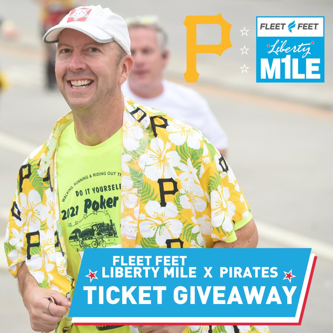 🚨 Giveaway Alert 🚨 Want 4 tickets to the Pirates game this Sunday, July 24 at 1:35 PM? Register for the <a href="/FleetFeetPitt/">Fleet Feet Pitt</a> Liberty Mile between now and noon on Friday and you'll be entered to win!  

Act fast! Sign up here: ow.ly/h6k650K19rn

#pittsburgh #pirates #runwithp3r