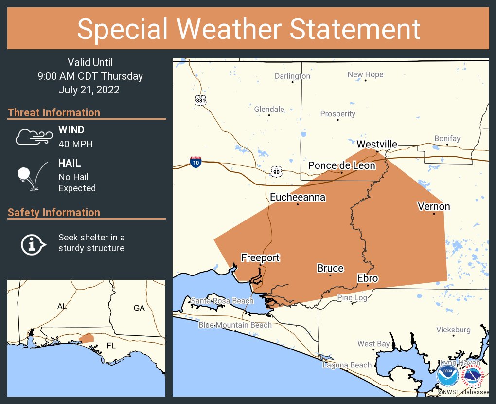NWS Tallahassee on Twitter "A special weather statement has been