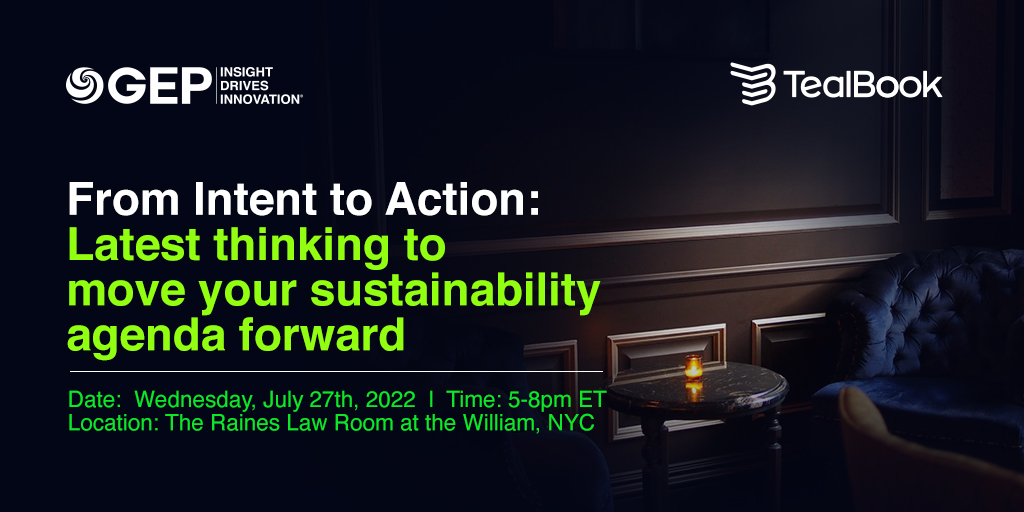tealbook's tweet photo. TealBook and @GEP_Worldwide are talking #esg and #sustainability next week in New York City!
📍Raines Law Room
 ⏰ 5 PM to 8 PM

Register today to reserve one of the final spots! 
https://t.co/xEAwm2Txnw https://t.co/DBfFOBh0eE