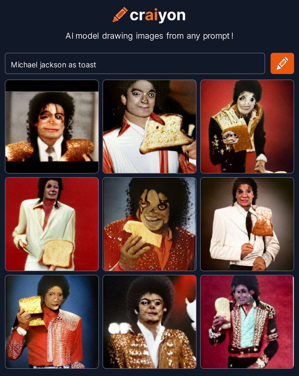 Baseley09's tweet image. Michael Jackson as toast. Those toast shoulder pads FFS #michaeljackson #craiyon #toast