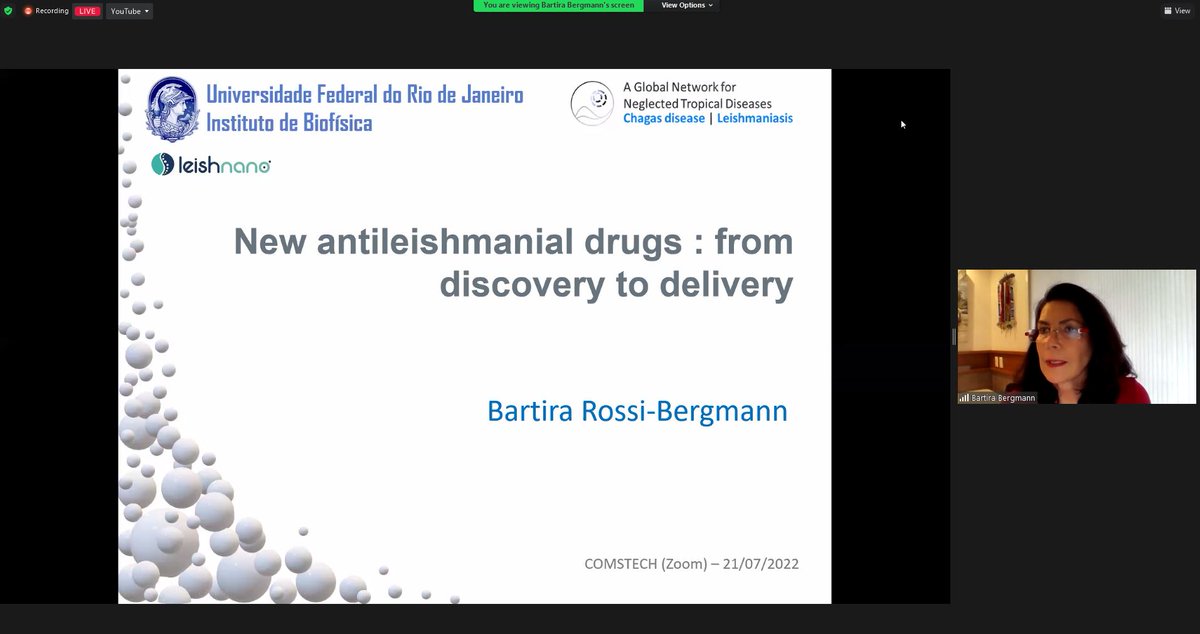 FillingV's tweet photo. Warm thanks to #NTDNetwork @FillingV colleague Prof Bartira Rossi Bergman, from @ufrj, for an excellent webinar today, the 7th talk in our collaborative series with @OIC_COMSTECH, covering innovative techniques and novel approaches to better drugs for #leishmaniasis! #GCRF #NTDs https://t.co/QCTbW60vc6