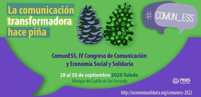 ES_Catalunya's tweet photo. 💚💜 La comunicación transformadora hace piña #ComunESS2022.

Torna #ComunESS, trobada de comunicació i #ESS, organitzat per @Reas_Red

📆 Del 28 al 30 de setembre a #Toledo. 

https://t.co/fTBVRHWtxG https://t.co/4605dveV23