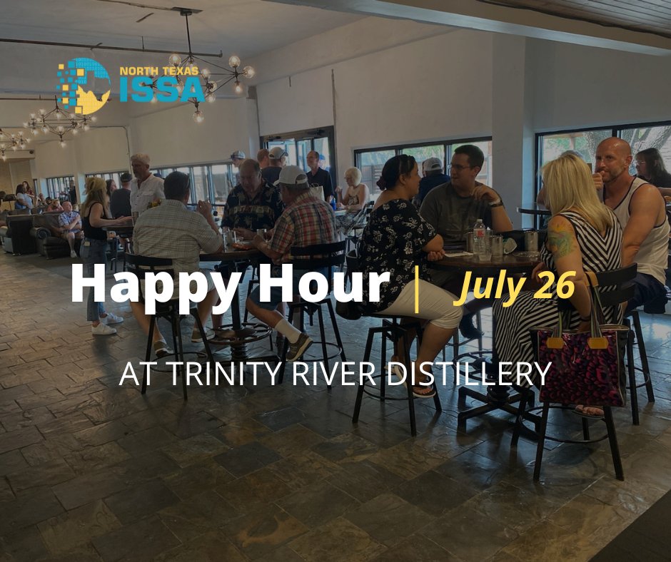 Remember to join us for Happy Hour on July 26th.  This is sponsored by <a href="/pingidentity/">Ping Identity</a> and <a href="/Tanium/">Tanium</a> .

WHEN
Tue, Jul 26, 2022, 6:00 PM - 8:00 PM (your local time)

WHERE
1734 E El Paso St, Fort Worth, Texas, 76102

Click the link below to RSVP
eventbrite.com/e/happy-hour-a…