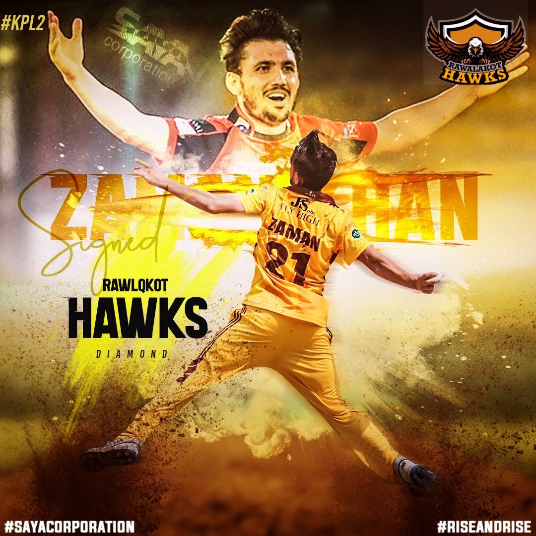 The 20 years old who took the cricketing world by the storm 🌪️ Zaman Khan signed by Rawalakot Hawks to strengthen their bowling roster. #SayaCorporation #RiseAndRise #KPLDraft @ZamanKhanPak @TalhaAisham