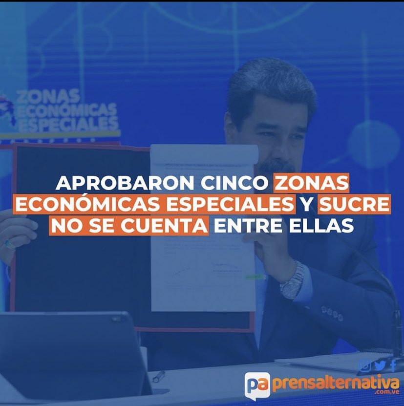 miguelvasquez60's tweet photo. Yo protesto enérgica y civicamente, la exclusión de #Sucre de las primeras Zonas Económicas Especiales. Ni siquiera nos incluyen entre los estados en estudios para su próxima designación.
Gobernador @GPintoVzla y @Fedeindustria deben liderizar la firma de un documento https://t.co/fLIVph2oCQ