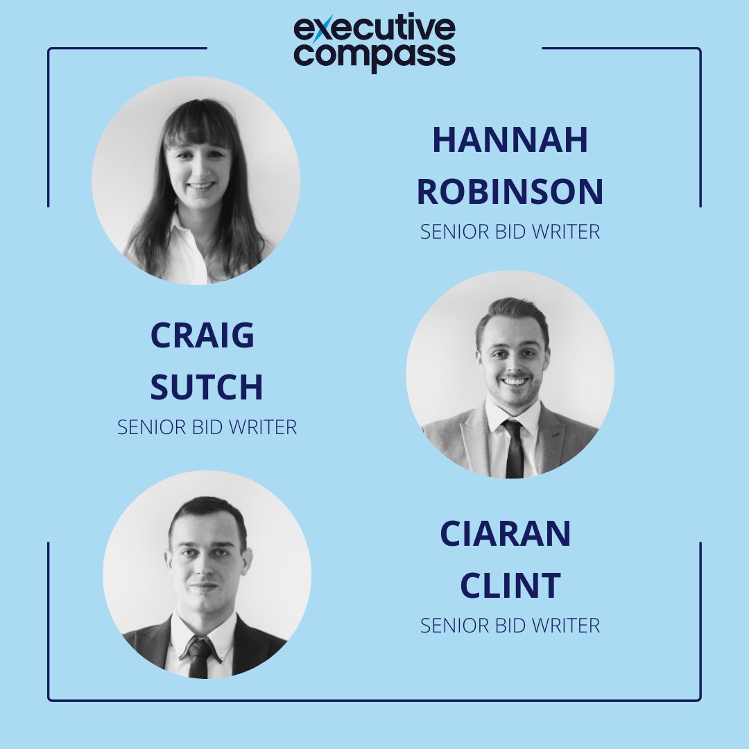 ExecCompass's tweet photo. 🎊 In addition to Stephen's promotion, 3 of our wonderful bid writers have been promoted to Senior Bid Writers.
Congratulations 🎉 Hannah, Ciaran and Craig. Meet the whole #ExecutiveCompass team on our website 👉 https://t.co/cW5I0sfUhq https://t.co/XVIzeD0VDe