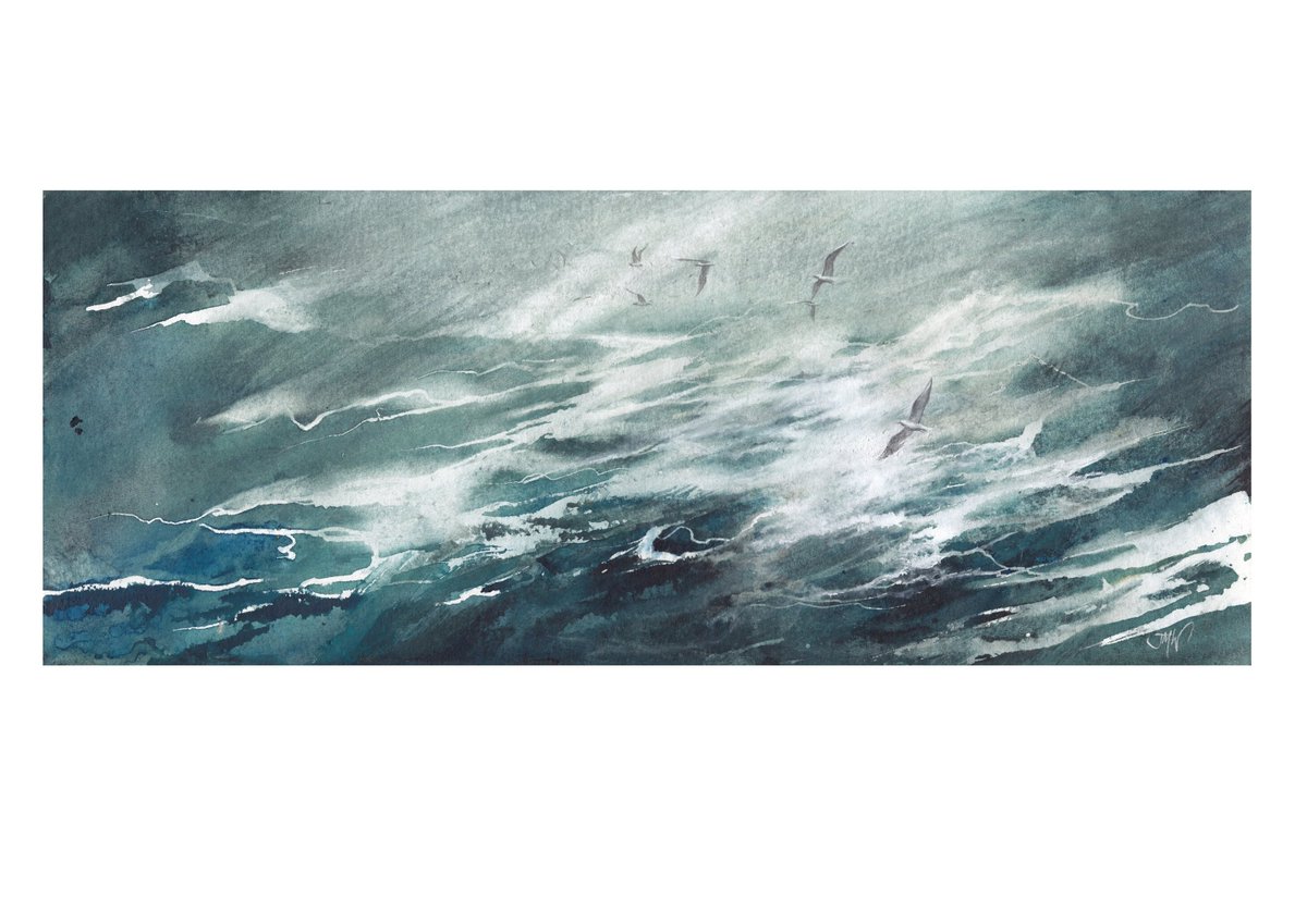 JamesMorganW's tweet photo. NEW in my #etsy shop: Violent Ocean, signed print form an original watercolour, James Morgan Williams https://t.co/cdHLsVDrvl #blue #green #unframed #landscapescenery #horizontal #novembercastle #art #artist #love #artprints #artprint #fineart #etsyshop #seascape https://t.co/HdfdRZCihC