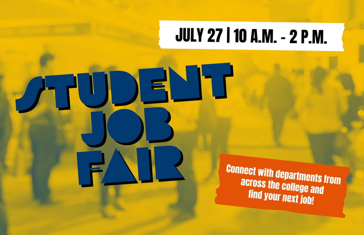 CNMsuncats's tweet photo. Looking for a job as a #CNMstudent?

Join #CNM on July 27 from 10 a.m.–2 p.m. at Smith Brasher Hall on Main Campus for a Student Job Fair!

Several departments from around the college will be conducting interviews &amp; hiring on the spot.

This job fair is open to all CNM students. https://t.co/49Vhitff0X