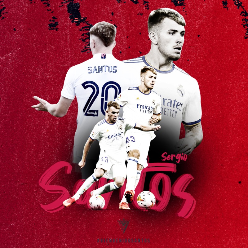 CDMirandes's tweet photo. 𝗢𝗙𝗜𝗖𝗜𝗔𝗟 | 𝗦𝗲𝗿𝗴𝗶𝗼 𝗦𝗮𝗻𝘁𝗼𝘀 refuerza el carril diestro del #CDMirandés, cedido por el @realmadrid 

#BienvenidoSergioSantos
#SúmateAlPlan ❤️🖤