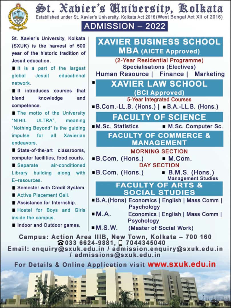 Admission open for BA and MA in Economics at St. Xavier’s University. Click lnkd.in/druuXGZw for details
