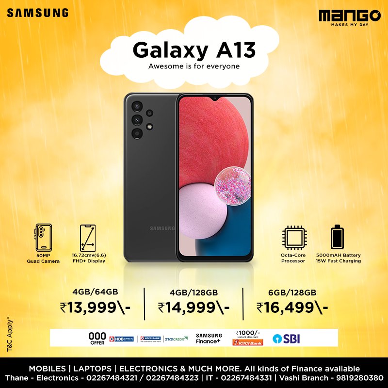 MangoTechThane's tweet photo. This monsoon let us treat you with the stylish Galaxy series at a discounted price.
Check out these Galaxy series in your nearby #MangoTech https://t.co/3jh4JvojCi
