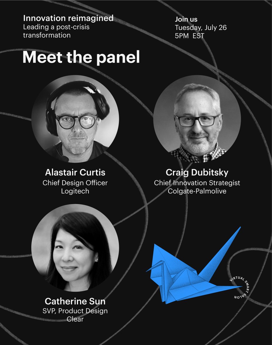 Meet the panel of Innovation reimagined: Leading post-crisis transformation - Tuesday, July 26 at 5PM EST. Join as we welcome panelists from @Logitech, @CP_News, and @Clear for a conversation on design and innovation for a post-crisis world. Register now bit.ly/3uIpLdy