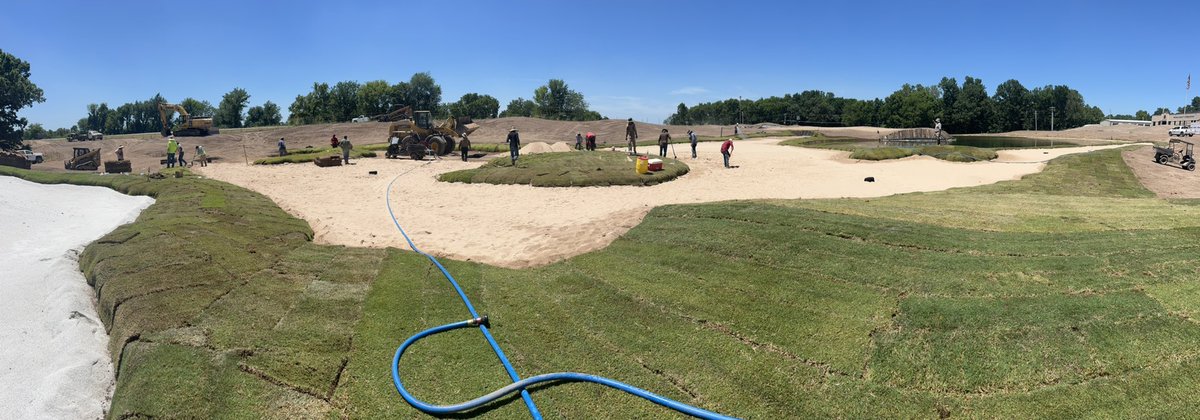 Holes 1-8 &amp; 12 will have all of the greenside bunkers and green surrounds completed this week! trying to keep up with irrigation during this heat has been a challenge but it’s looking great! <a href="/ShangriLaOKGolf/">Shangri-La Resort</a> <a href="/Zach_Roach78/">Zach Roach</a> <a href="/SAM_MCGOUGH_/">Sam McGough</a> <a href="/JaxonGregston/">Jaxon Gregston</a>