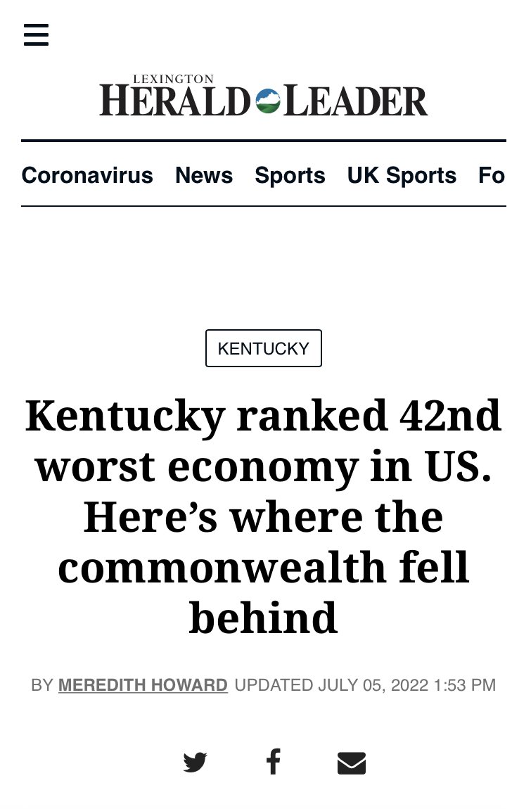 michael_deedee's tweet photo. @joncoopertweets Arrogant and ignorant - deadly combo. Has convinced Kentuckian’s that he has done a great job. Their own newspaper tells a different story. https://t.co/3mewvqqVbf