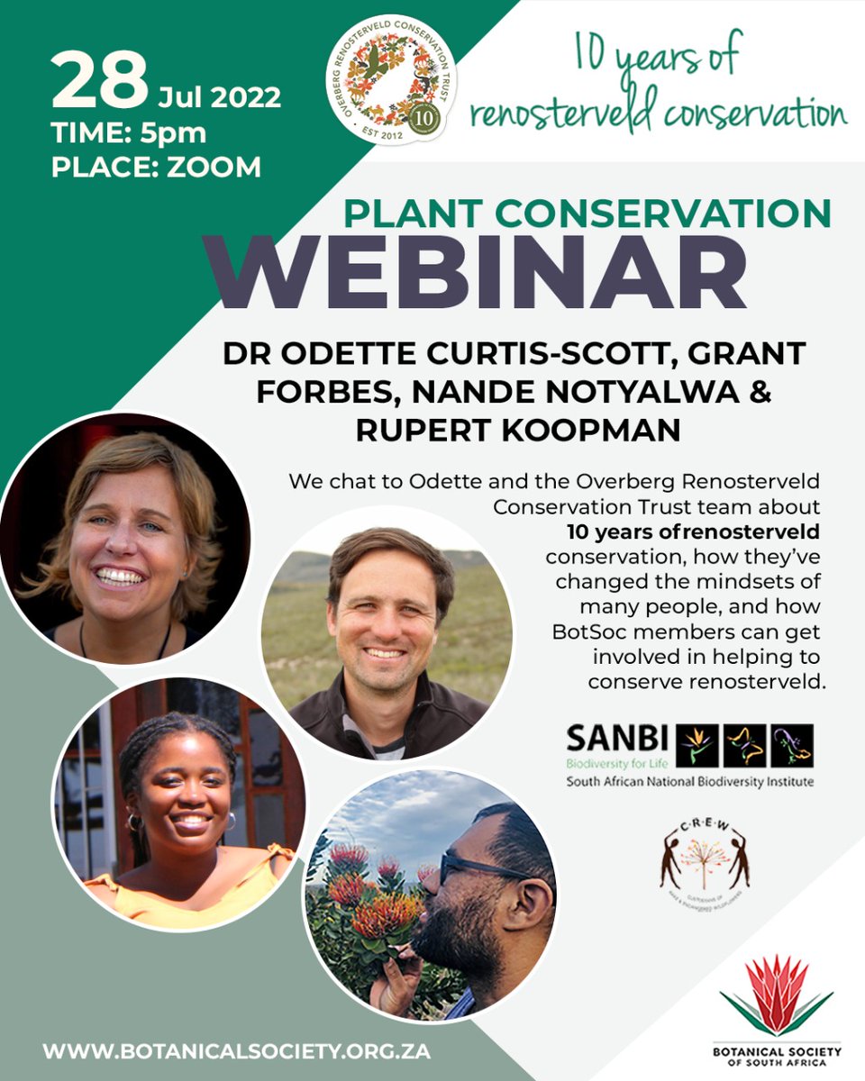 BotsocSOverb's tweet photo. Don't miss this BotSoc webinar: Our own Southern Overberg BotSoccer, Odette Curtis-Scott and her team from the @Renosterveld will share more about their #Renosterveld conservation work. It's next Thursday, 28 July. Register here: https://t.co/wfUYnAsh8d https://t.co/rCTemEczAn