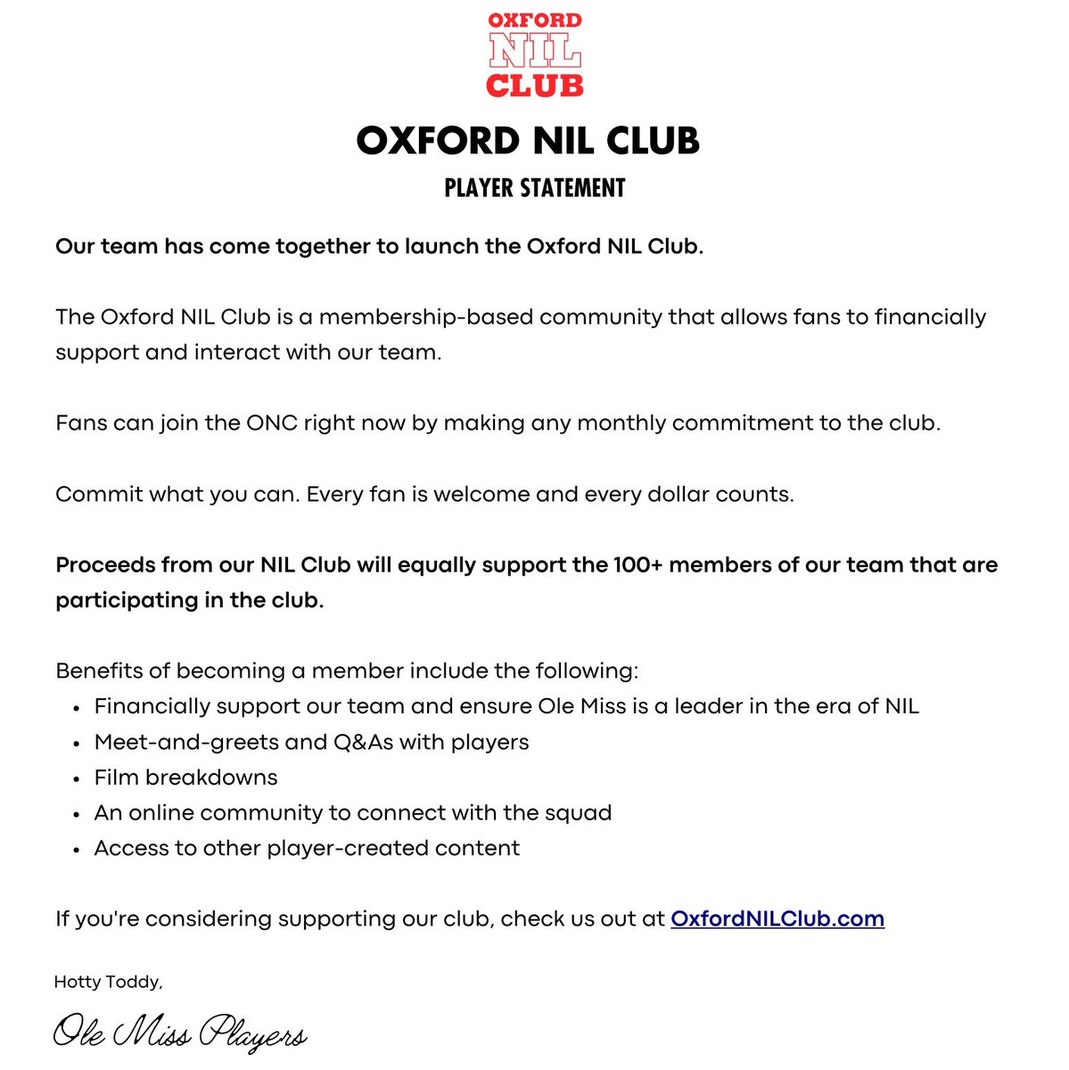 BREAKING: The Oxford NIL Club is LIVE NOW. Let’s make NIL history. 🦈

<a href="/OxfordNILClub/">Oxford NIL Club 🦈</a>