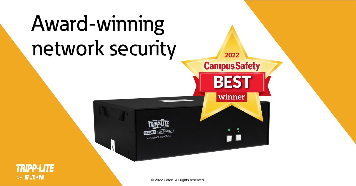 Tripp Lite by Eaton (@tripplite) on Twitter photo The results are in! Our secure KVM switch has won a 2022 Campus Safety® BEST Award. The B002-H2AC2-N4 secure KVM switch is NIAP PP4.0 certified for industry-leading data protection.
bit.ly/3v53oPq
Follow us to our new home <a href="/ETN_Electrical/">Eaton Electrical</a>
#CampusSafety
#SecureKVM The results are in! Our secure KVM switch has won a 2022 Campus Safety® BEST Award. The B002-H2AC2-N4 secure KVM switch is NIAP PP4.0 certified for industry-leading data protection.
bit.ly/3v53oPq
Follow us to our new home <a href="/ETN_Electrical/">Eaton Electrical</a>
#CampusSafety
#SecureKVM