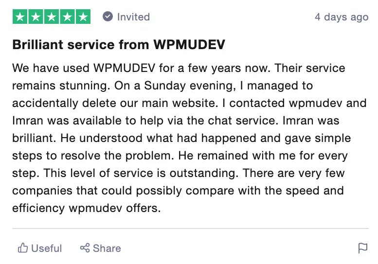 Accidentally deleted an important website? It can happen to the best of us.😵

You can trust that our support superheroes are always ready to help when disaster strikes. 👊 

#support #wordpress #reviews