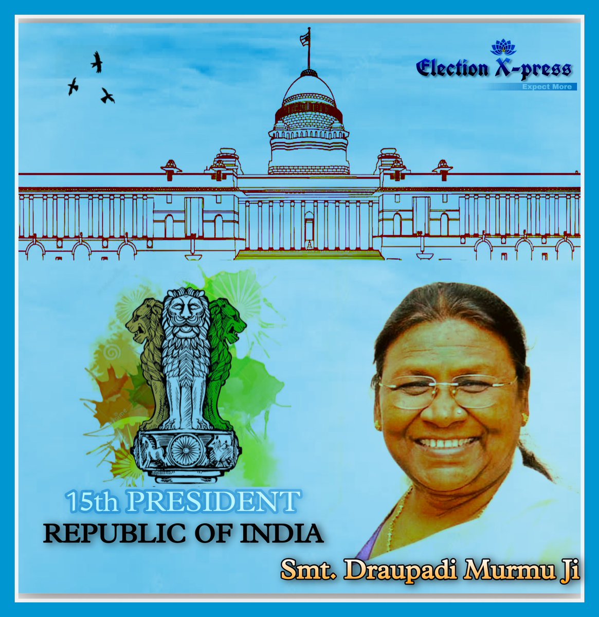 ElectionXpress_'s tweet photo. Hearty greetings to #draupadimurmu on becoming President of the Republic of India. 🇮🇳 

First Tribal President Of India.
Second Women President of Indian Republic.
A historic moment for we the people of India.
.
#DraupdiMurmu #DraupdiMurmu #PresidentofIndia #DraupadiMurmuji https://t.co/AFfdBg1MtF