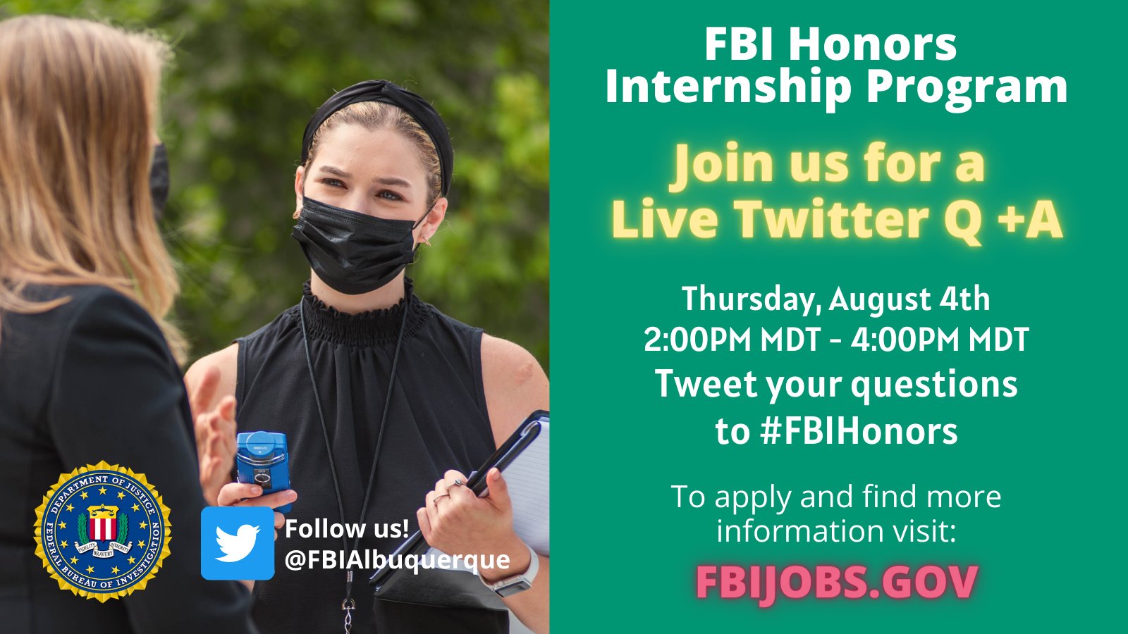 FBI Albuquerque on Twitter "How do you want to spend your internship