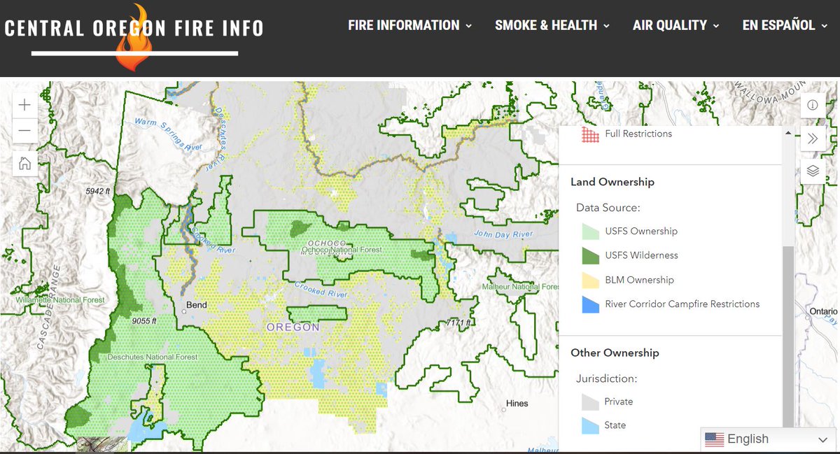 DesNatlForest's tweet photo. #DYK 🔥You can check fire restrictions across FS &amp; BLM lands in Central Oregon (Deschutes NF, @OchocoNatForest &amp; Prineville BLM) by visiting our new interactive map! #KnowBeforeYouGo #OnlyYou 

🗺️https://t.co/kV00uR58g8 https://t.co/OdNpF4iEUP