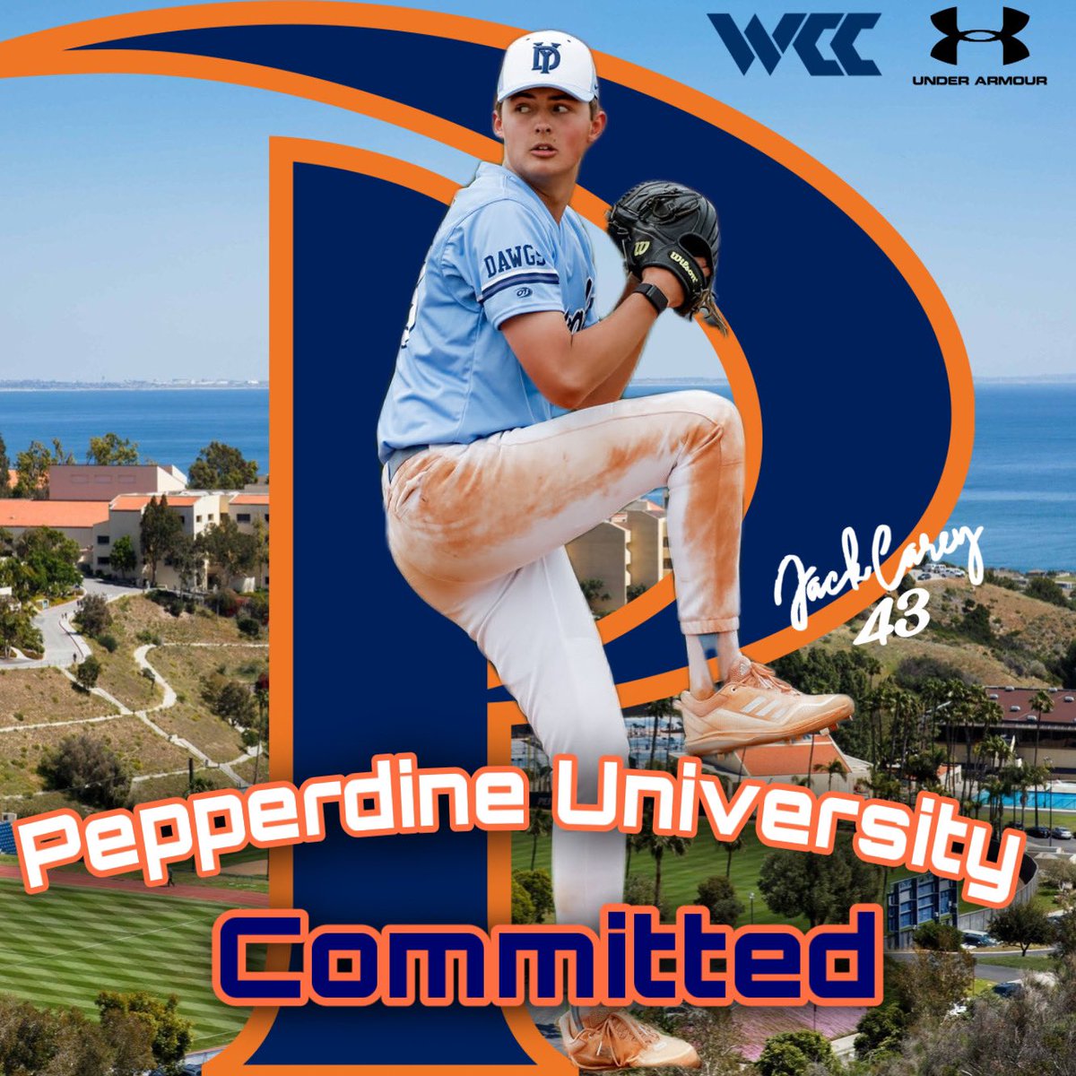 I am extremely humbled and excited to announce my commitment to play Division 1 baseball at Pepperdine University! I'd like to give a huge thanks to all my family, coaches, and teammates that have helped me get this far! Can't wait to see what God has in store for the future.🌊🌊