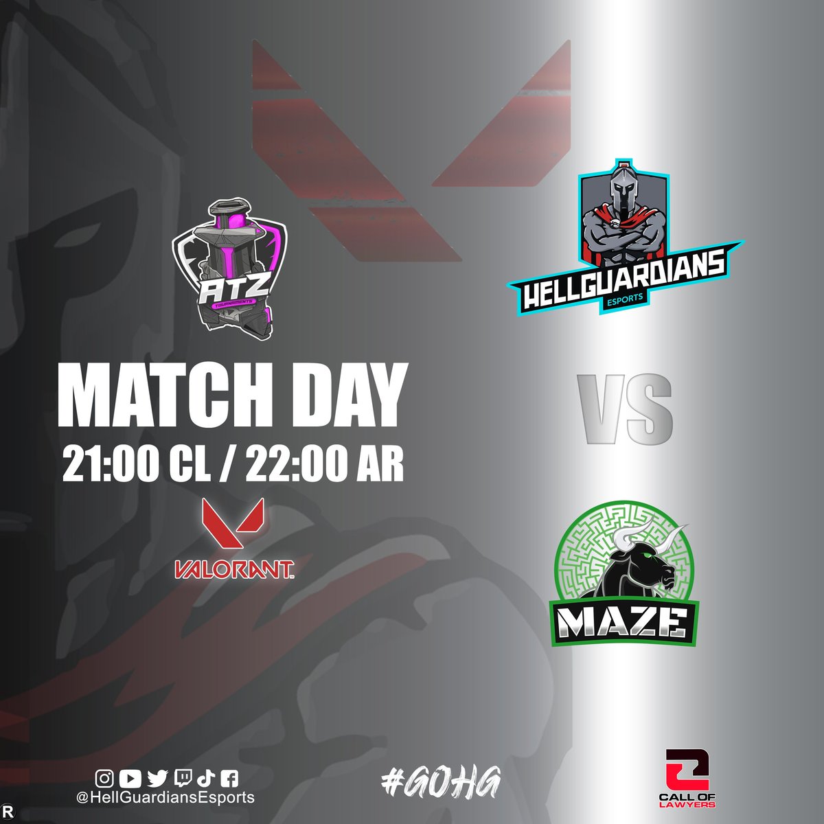 HellGuardians Esports (@hellguardianse) on Twitter photo Hoy sí que si chicos, la semifinal del torneo Pearl Cup de valorant <a href="/Atz_Tournaments/">ATZ Tournaments</a> contra <a href="/MazeGamingLA/">Maze Gaming</a> es hoy.
🧭 21:00 CL / 22:00 AR
📺 Twitch.tv/mandreva
#GOHG
Partner: <a href="/CallOfLawyers/">Call of Lawyers</a> Hoy sí que si chicos, la semifinal del torneo Pearl Cup de valorant <a href="/Atz_Tournaments/">ATZ Tournaments</a> contra <a href="/MazeGamingLA/">Maze Gaming</a> es hoy.
🧭 21:00 CL / 22:00 AR
📺 Twitch.tv/mandreva
#GOHG
Partner: <a href="/CallOfLawyers/">Call of Lawyers</a>