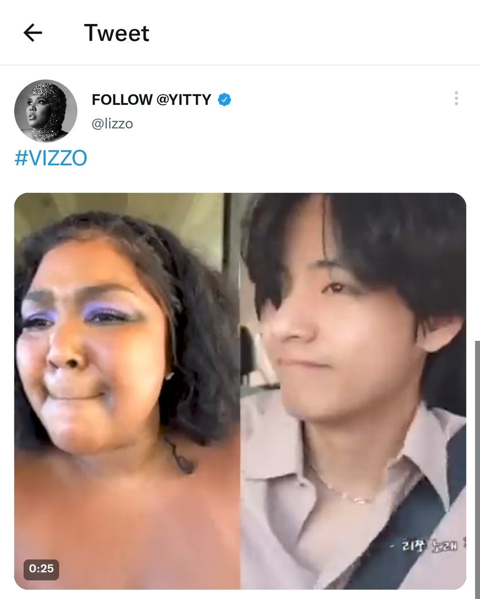 kthhype_ttg8's tweet photo. On Jul 9, V posted VLog showing a healing drive trip where he entertained fans with his playlist on a relaxin day

Particularly, the clip of V vibing to LIZZO's THAT DAMN THING rec explosive reaction frm LIZZO herself. LIZZO tweeted a post that mimicked V with #VIZZO &amp; went viral https://t.co/EdhgqRPrSR