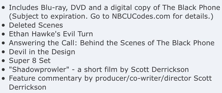 VHSDVDBLURAY4K's tweet photo. Coming to #Bluray August 16, 2022 via Universal 

Directed by @scottderrickson 

Written by @joe_hill,
@Massawyrm &amp; @scottderrickson 

Starring #EthanHawke, @maddygmcgraw 

The Black Phone (2021) 

#FilmTwitter #Horror #HorrorCommunity #TheBlackPhone https://t.co/Yd5orRtciO