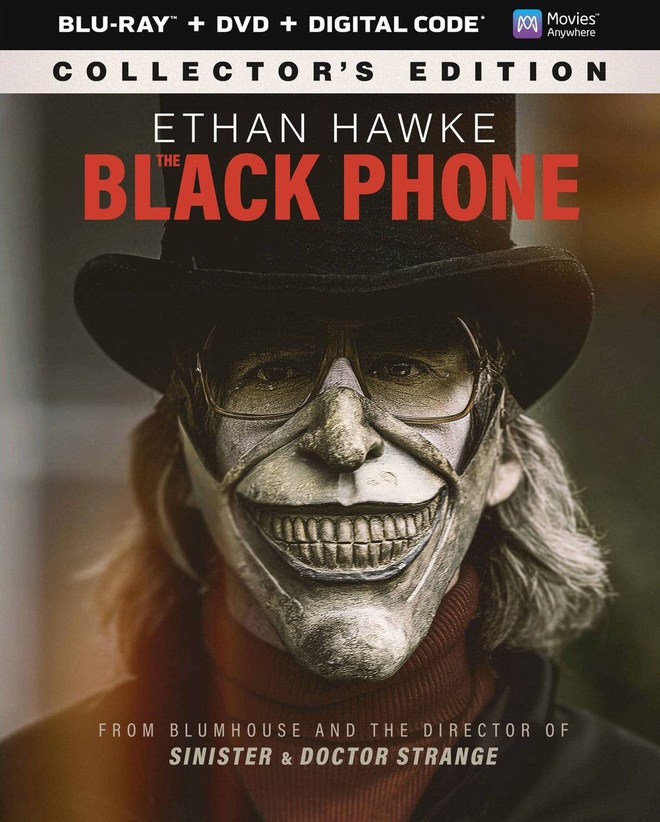 VHSDVDBLURAY4K's tweet photo. Coming to #Bluray August 16, 2022 via Universal 

Directed by @scottderrickson 

Written by @joe_hill,
@Massawyrm &amp; @scottderrickson 

Starring #EthanHawke, @maddygmcgraw 

The Black Phone (2021) 

#FilmTwitter #Horror #HorrorCommunity #TheBlackPhone https://t.co/Yd5orRtciO
