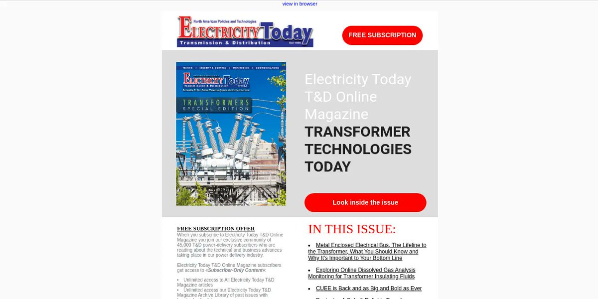 Electrical Industry, read our special issue on Power Transformer Technologies. From here, register for our Live, Online Forum focused on Power Transformers Technologies on July 28th. Read and Register at no cost to you.  Don't miss out on free knowledge!  buff.ly/3RQz456