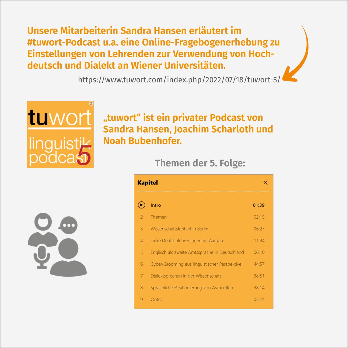IDS Mannheim (@ids_mannheim) on Twitter photo Sandra Hansen stellt im neuen #tuwort-#Podcast eine Erhebung zu Einstellungen von Lehrenden zur Verwendung von Hochdeutsch & Dialekt an Wiener Unis vor. Weitere Themen dieser Folge mit Noah Bubenhofer (@arche3000) & Joachim Scharloth (<a href="/schimpfwortbuch/">Joachim Scharloth</a>) 👇tuwort.com/index.php/2022…. Sandra Hansen stellt im neuen #tuwort-#Podcast eine Erhebung zu Einstellungen von Lehrenden zur Verwendung von Hochdeutsch & Dialekt an Wiener Unis vor. Weitere Themen dieser Folge mit Noah Bubenhofer (@arche3000) & Joachim Scharloth (<a href="/schimpfwortbuch/">Joachim Scharloth</a>) 👇tuwort.com/index.php/2022….