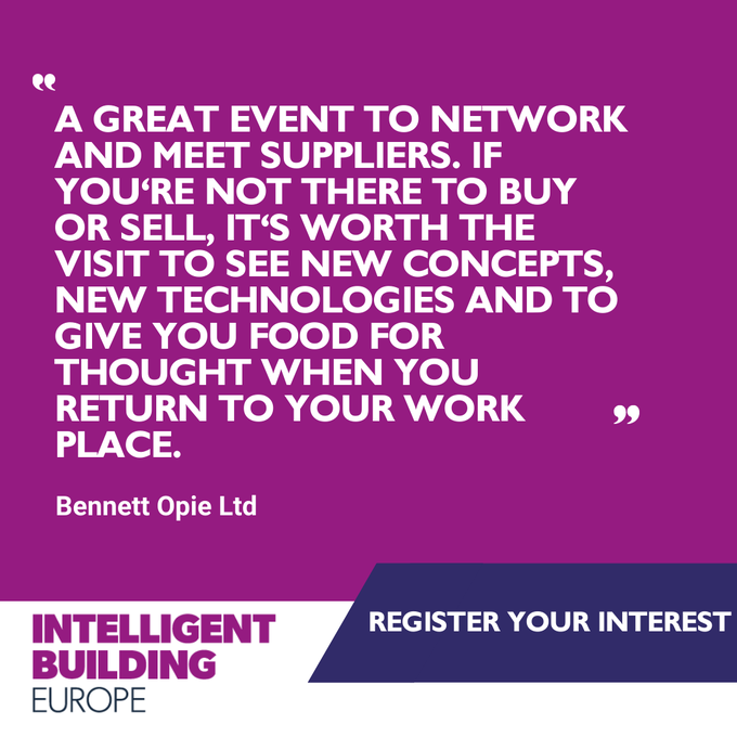Here's what Bennett Opie Ltd had to say about #IBE2022..

Plan ahead and block out 16-18 May 2023 in your calendar now. ... ow.ly/lGAV50K1fzL

#smartbuildings