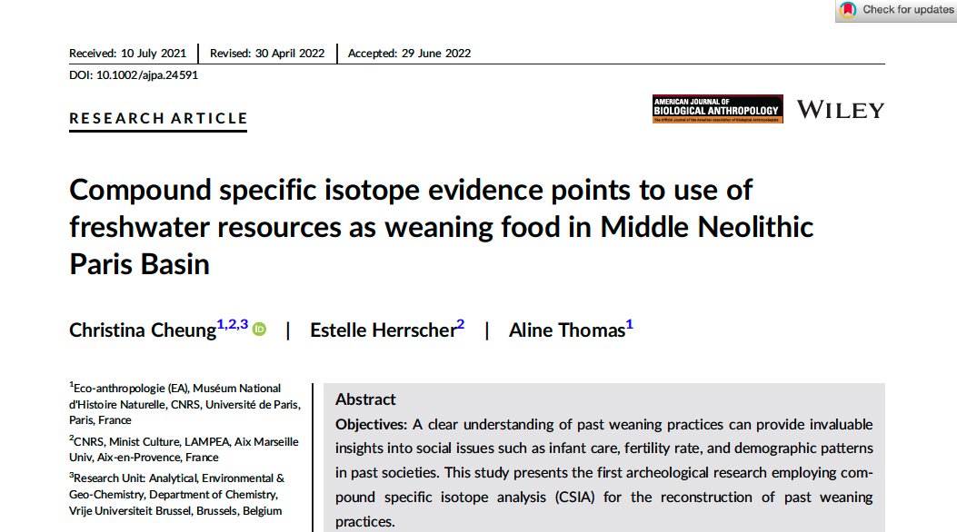 chris_tt_cheung's tweet photo. Our 2nd paper from the ANR project NEOGENRE is out!! #CSIA suggests the consumption of #FreshwaterResources 🐟🐟 among subadults in #MiddleNeolithic Paris Basin👶~ This paper is part of a bigger ongoing project, so pls stay tune for our follow up studies!
https://t.co/iaXkbqUIVf https://t.co/Vsljs7GQoC